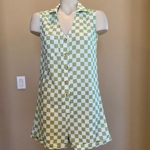 Checkered Green Romper